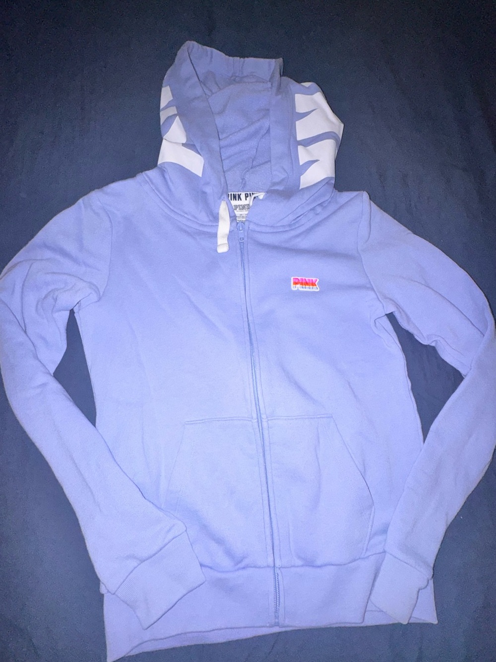 PINK Victoria's Secret Lavender Zip Hoodie with White Drawstrings